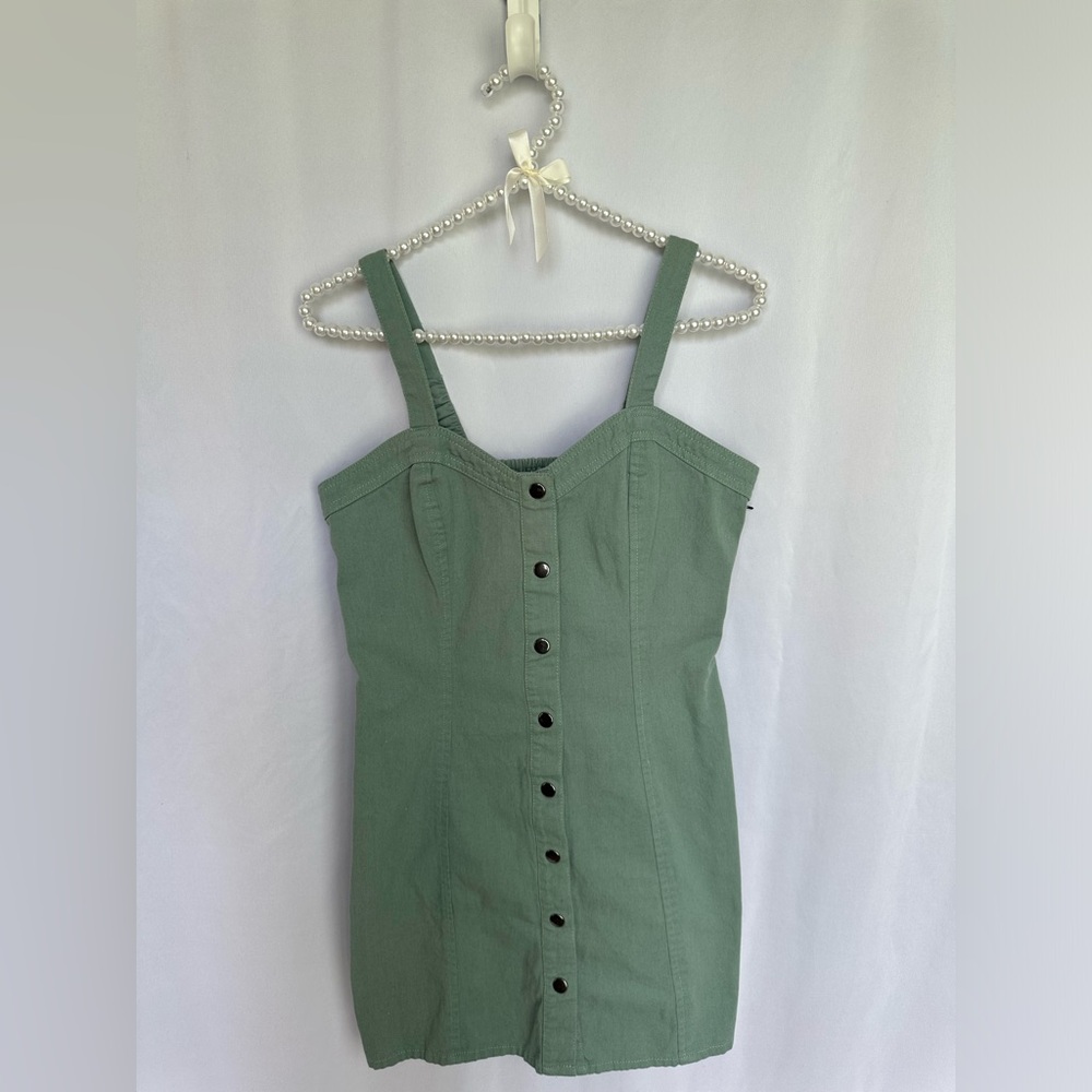 Japna Women’s Green Denim Button-Down Dress 100% cotton size Medium